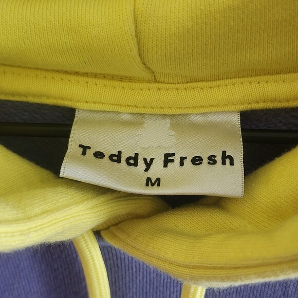 Teddy Fresh Hoodie Mens Medium Pullover Pastel Colorblock Purple Pink Blue Yello - Picture 4 of 11